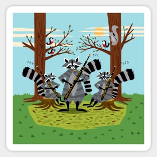 Raccoons Playing Bassoons Sticker